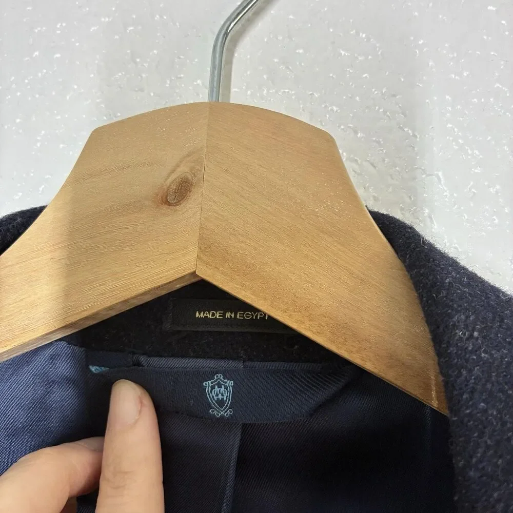 Massimo Dutti Sport Coat Blazer Mens 44 Blue Extrafine Wool Herringbone Tweed
